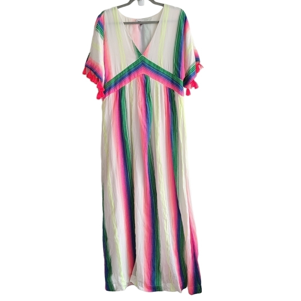 Anouk Grewal‎ Sarape Stripe Bright Colorful Maxi Dress